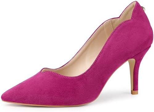 Allegra K Women's Pointed Toe Pull on Stiletto Heels Hot Pink Pumps 8.5 M US