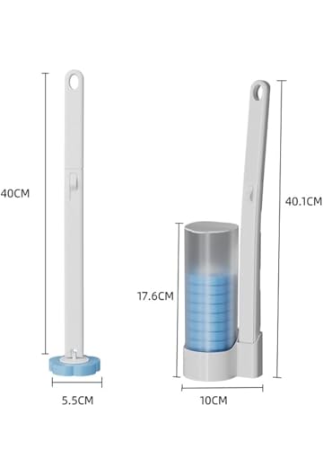 Image of Leilanis Disposable Toilet Brush Kit, Toilet Cleaning System with Refills, Wall-Mounted Holder, 6 Brushes, Dark Green /White /Gray (Gray)