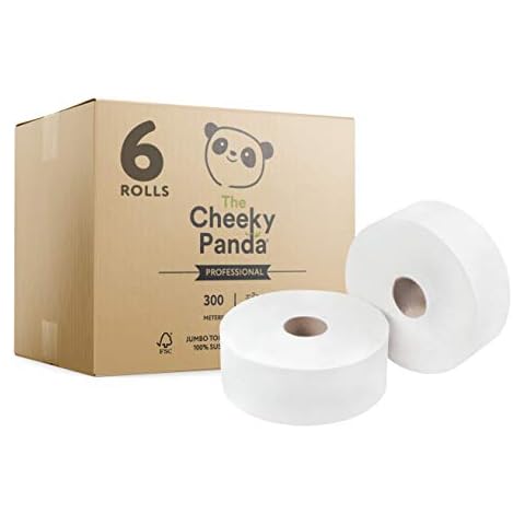The Cheeky Panda – Professional Bamboo Maxi Jumbo Toilet Rolls | Bulk Box of 6 Rolls (300m Length per Roll, 1800m Total) | Plastic-Free, for The Office, Eco-Friendly, Super Soft, Strong & Sustainable Cover