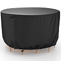 Brosyda Round Patio Furniture Cover, Waterproof Outdoor Table Covers, Windproof Heavy Duty Patio Cover for Outdoor Table & Chair Set, Tear Resistant, 72"DIA x 28"H, Black