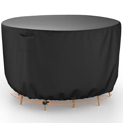 Brosyda Round Patio Furniture Cover, Waterproof Outdoor Table Covers, Windproof Heavy Duty Patio Cover for Outdoor Table & Chair Set, Tear Resistant, 72"DIA x 28"H, Black