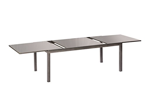 gartenmoebel-einkauf Ausziehtisch Sorrento XXL, 200/300x110cm, Aluminium Graphit + Glas grau – Bild 4