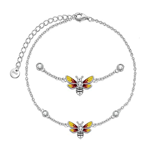 Image of YAFEINI Anklet Bracelets for Women Girls Sterling Silver Hummingbird /Dragonfly /Butterfly Link Chain Anklets Jewelry Gifts
