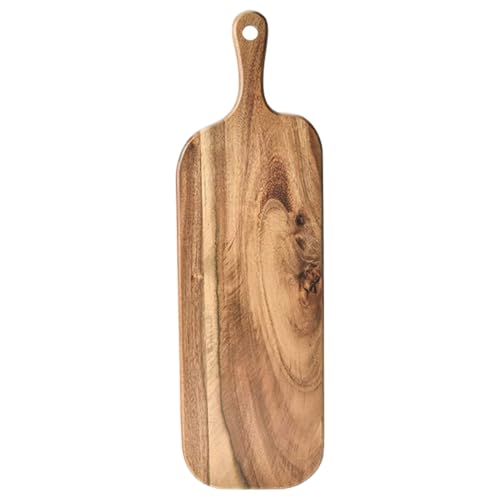 Tabla de cortar de madera de doble cara – Tabla de cortar de cocina con asa, platos de bandeja de queso de carne de madera para el hogar, comercial, restaurante, camping, preparación de