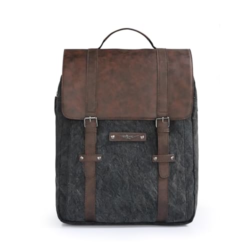 Image of Police Tendra Vegan Leather Laptop Backpack for Men & Women I Fits Up to 14 inch Laptop I Separate Laptop Compartment I Padded Shoulder Straps I Stylish & Durable Office /Travel Bag (Black /Brown)