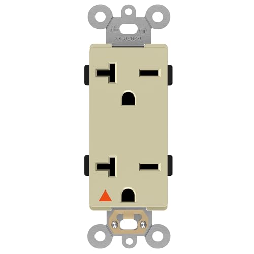 ENERLITES Isolated Ground Outlet, Industrial Grade Decorator Receptacle, 20A/250VA, 6-20R, 62050-IG-I, Ivory