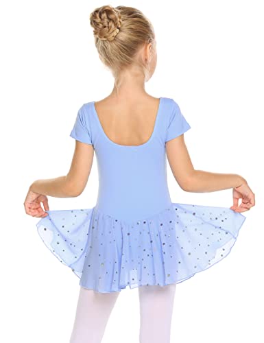 Arshiner Filles Ballet vêtements Robe de Ballet Enfants Manches Courtes Coton Ballet Justaucorps Ballet Costume Robe de Danse Corps de Danse avec Jupe Tutu Cover