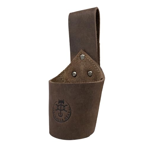 Valhalla Gear, Axe Holster, Durable Carrier, Accessory for Tools with Double Belt Loop, Convenient and Safe for Home Improvement, Full Grain Leather, Handmade, Bourbon Brown