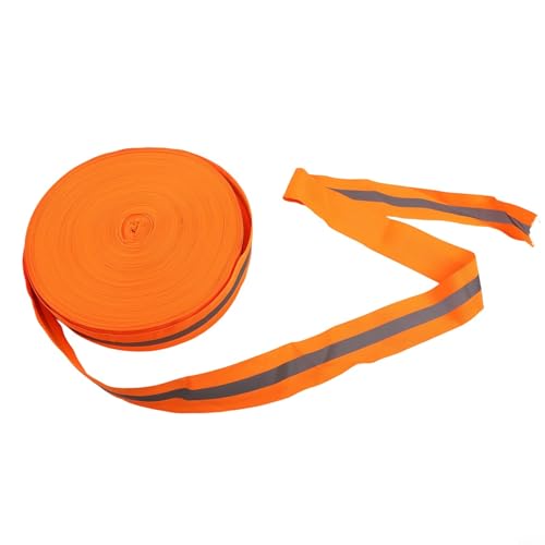 Ligne de délimitation de volleyball de plage avec bande réfléchissante, 5 cm x 100 m en polyester, finition piste pour marquage de terrain de sport, orange/vert/blanc (orange)