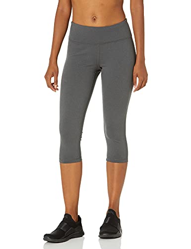 Amazon Essentials Women's Studio Sculpt Mid-Rise Capri Yoga Legging, Charcoal Heather, Medium