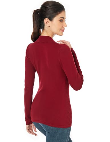 AmélieBoutik Women Collar Deep V Neck Knit Plaid Front Houndstooth Long Sleeve Sweater Top4