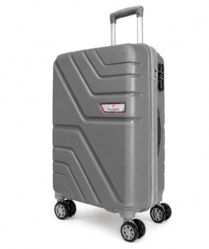 Image of Trumpkin Small Size Cabin Suitcase Trolley (55 cm) 4 Wheels - Grey | Hard Shell Luggage | 3-Digit Combination Lock | Lightweight Spacious Heavy-Duty Water Resistant Travel Bag | Push Button Handle