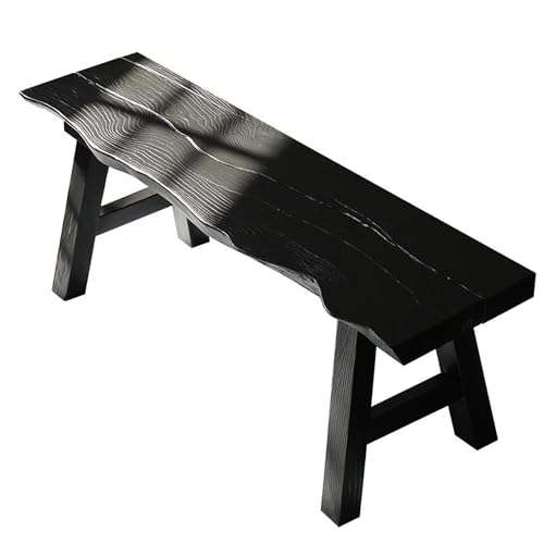 Farmhouse - Mesa de comedor de madera, asiento de entrada para dormitorio y sala de estar, acabado negro, 140 cm