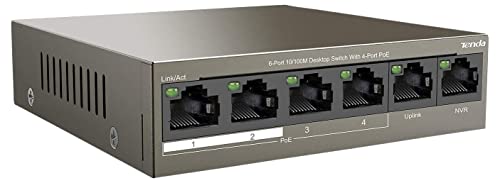 Image of Tenda TEF1106P 6-Port PoE Network Switch, Ethernet Switch, Hub, 4 PoE Ports up to 30 W for per PoE Port, 63W for All PoE Ports, Plug and Play for Office Network, Home Network(TEF1106P-4-63W)