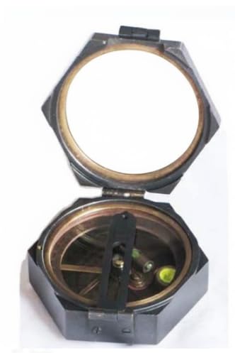 Brújula de bolsillo estilo antiguo para topógrafo con tabla de senos para camping, senderismo y decoración científica antigua miniatura 2