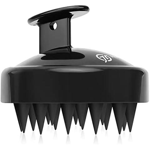 FREATECH Hair Scalp Massager Shampoo Brush, Shower Hair Brush with Long & Flexible Silicone Bristles for Scalp Scrub, Head Massage and Hair Growth, Dandruff Comb Scalp Scrubber Exfoliator, Black Cover