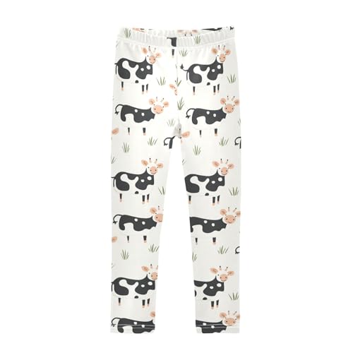 Funny Black White Cow Girls Casual Leggings for Kids Printed Long Pant Bottoms Stretch and Soft