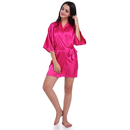 CuteOn Kids Girls Satin Silk Kimono Robe Dressing Gown Bathrobe Nightwear for Spa Wedding Birthday Party Dress