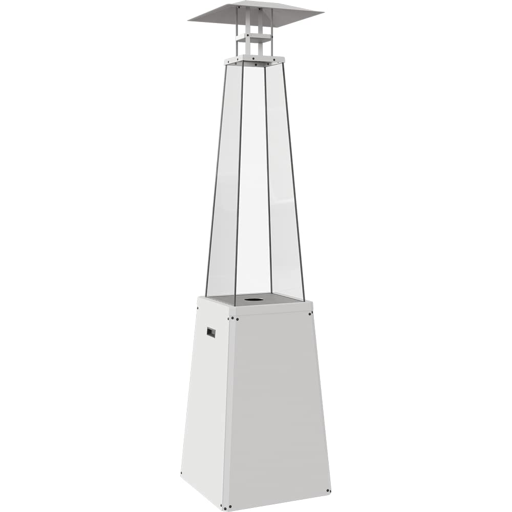 KRATKI Umbrella BS grzejnik gazowy 12 kW do ogrodu, propan, butan G30 / 50 mbar, biała stal i szkło, zestaw z rurą i reduktorem