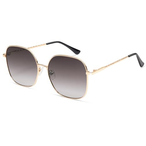 Retro Classic Trendy Square Sunglasses for Women Round Vintage 70s Large Big Frame Gold Shades AP3699