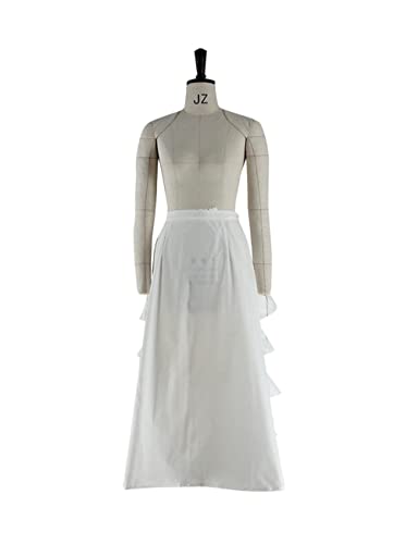 MYAYD Women 18th Basil Skirt Back Petticoat Underskirt Pleated Ruffed Skirt Pannier Bustle Hoop White for Halloween Party3