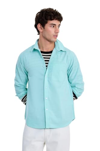 Image of SNITCH Men Formal Shirt | Regular Fit Long Sleeve Button-Down Collar Solid Style | 100% Cotton & Breathable Oxford Fabric for Office, Special Events & Smart Casual Wear