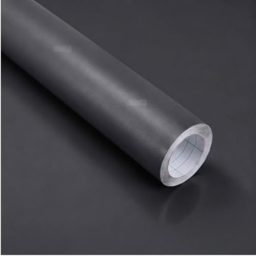 Image of HOME13 Matte Wallpaper Peel and Stick Charcoal Black Contact Paper Self Adhesive Wall Paper Decorative Removable Waterproof Vinyl Wall Sticker for Kitchen Cabinets Shelves Drawers(20x150 Inch)