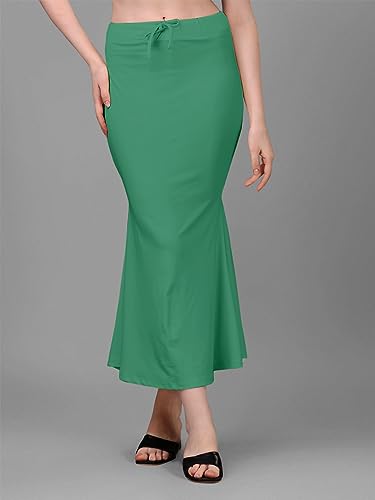 Image of Women's Saree Shapewear Petticoat, Cotton Blend Stretchable Mermaid Skirt, High Waist Tummy Control, Smooth Curve Fit with Adjustable Drawstring