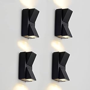 4 Stück Außenlampe Aussenlampe Wand, Wandleuchte Aussen Wandlampe Wasserdicht IP65 Modern Außenwandleuchten, Aluminium Up and Down Leuchten Außen, Außenleuchte Aussenleuchte für Terrasse Treppen