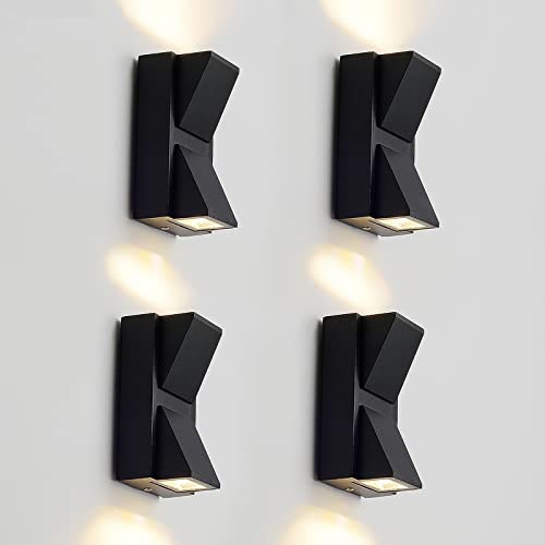 4 Stück Außenlampe Aussenlampe Wand, Wandleuchte Aussen Wandlampe Wasserdicht IP65 Modern Außenwandleuchten, Aluminium Up and Down Leuchten Außen, Außenleuchte Aussenleuchte für Terrasse Treppen