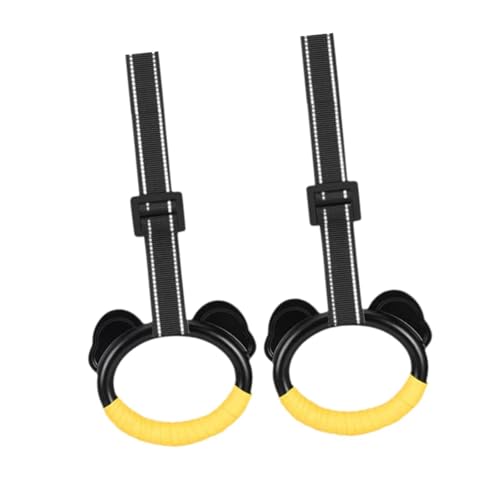perfk 2 uds Anillos de Gimnasia Anillos para Tirar hacia Arriba para niños Anillos de Gimnasio con Correas Ajustables Anillos de Entrenamiento para, Correa Y Anillas de