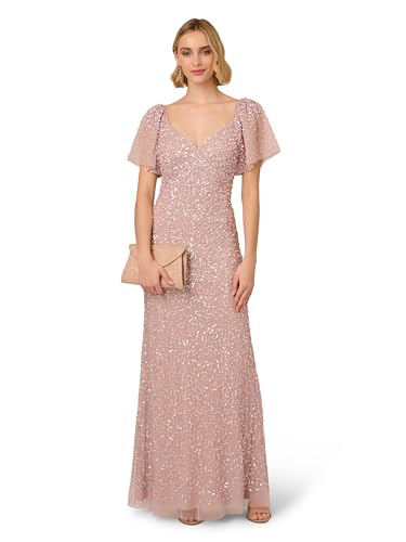 Image of Adrianna Papell Women's Beaded Mesh Long Dress