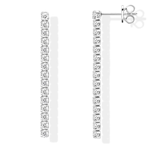 AINUOSHI Moissanite Dangle Earrings for Women Lab Created Diamond Linear Drop Earrings with GRA Certificate 14k gold Plated 925 Sterling Silver Post Dainty Dangling Chandelier Earrings for Everyday Wear Wedding Bridal Prom