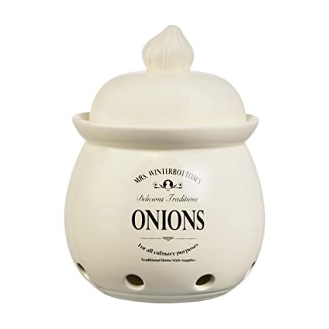 Butlers Mrs. Winterbottom’s Zwiebeltopf Ø 19,5 cm in Creme - Vintage Vorratsdose aus Steingut Cover