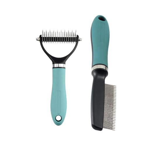 Cepillo para perros de pelo corto y gatos con peine deslanador autolimpiable