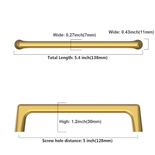 Image of Asidrama 10 Pack 5 Inch(128mm) Vibrant Brushed Moderne Brass Cabinet Pulls Heavy-Duty Solid Kitchen Cabinet Handles Drawer Hardware for Bathrooms Cabinets 3307