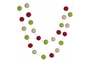 Grinch Garland for Fireplace: Red, Almond, Lime Green Christmas Felt Ball Garland