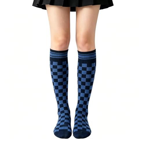 Image of Benefeet Womens Knee High Striped Checkered High Knee Socks Cotton Long Sports Tube Socks