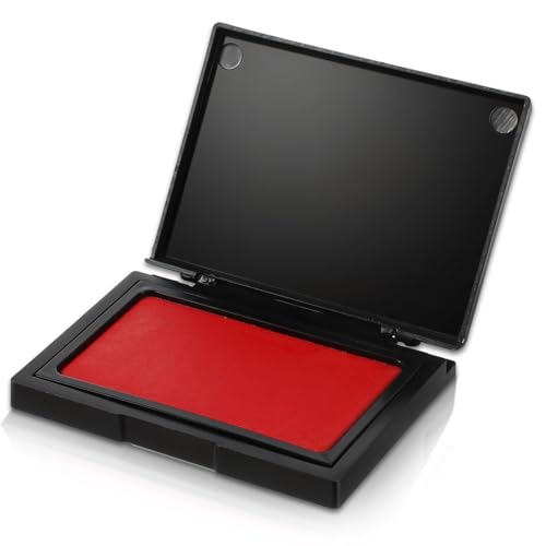 JIEYAO Stempelkissen Rot, Professionelles Fingerabdruck Stempelkissen Schnell Trocknend Imprint Stempelkissen Filz 4,1 X 2,95 Zoll Tragbares Stempel Daumenabdruck Tintenkissen Für Handstempel Büro