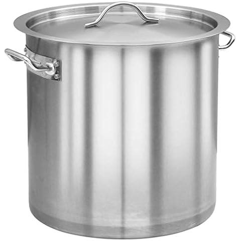 vidaXL Suppentopf mit 2 Griffen Kochtopf Universaltopf Induktion Topf Spaghettitopf Induktionstopf Gastro 36L 36x36cm Edelstahl Silbern Cover