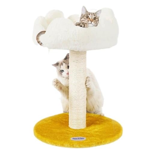 foke爪とぎ 猫のベッド 花猫ベッド 猫 爪研ぎ 麻 たいまもう 耐久性 かわいい 安定している すべりどめ 揺れない スペースを取らない インストールが簡単 小型キャットタワー あそび 寝る 頑丈 安全 猫ハウス 展望台 50cm (イエロー)