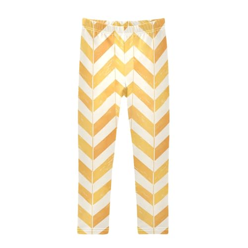 KLL Fashion Zigzag Pattern Yellow Toddler Girl Legging Stretch High Waisted Pants Sports
