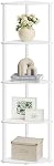 SONGMICS HOME Corner Shelf, Superfast Toolless Assembly, 5-Tier Corner Standing Shelf, Corner Shelf Stand, Living Room, Bedroom, Kitchen, 15 x 10.6 x 54.7 Inches, Snow White ULBC610W01