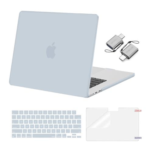 Image of MOSISO Compatible with MacBook Air 15 inch Case M5 2026 M4 M3 M2 2025-2023 | A3448 A3241 A3114 A2941, Hard Shell&Keyboard Cover&Screen Film&Type C, Great for Study Travel Work, Baby Blue