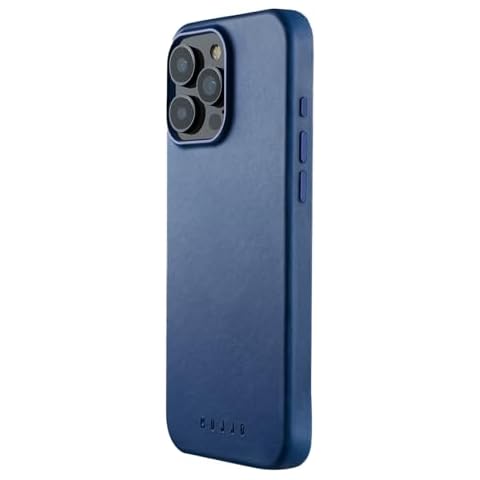 Mujjo Full Leather Case for iPhone 16 Pro Max - Best Leather iPhone 16 Case by NYT Wirecutter - Premium Velore Leather, MagSafe Compatible, Ultra-Durable Protective Design - Blue Cover