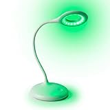 LXSINO Lampe de lecture verte 520 nm pour maux de tête, migraine, anxiété et sommeil, sans scintillement, rechargeable par USB C, luminosité réglable
