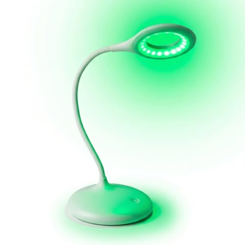 LXSINO Green Light Reading Lamp, 520nm Green Therapy Lamp for Headaches, Migraine, Anxiety & Sleep, Flicker-Free, USB-C Rechargeable, Brightness Adjustable