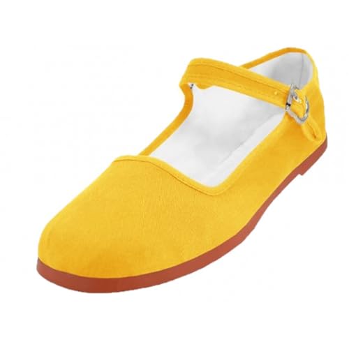 Shoes 18 Womens Cotton China Doll Mary Jane Shoes Ballerina Ballet Flats Shoes 114 Yellow 8.5