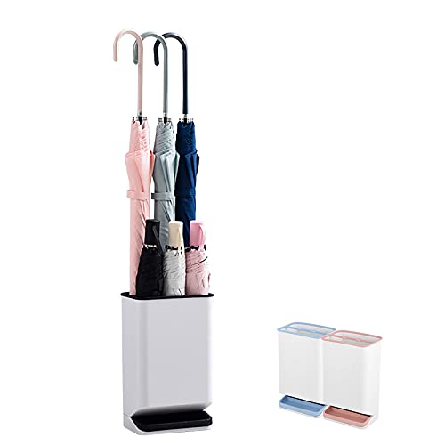 Paragüeros para ahorro de espacio en color rosa, soporte de plástico para 6 paraguas