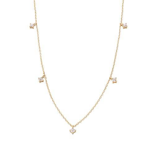 XENOX® | Krappe Halskette - Damen Halskette aus hochwertigem 925/- Sterlingsilber mit Zirkonia Steine | XS2036G